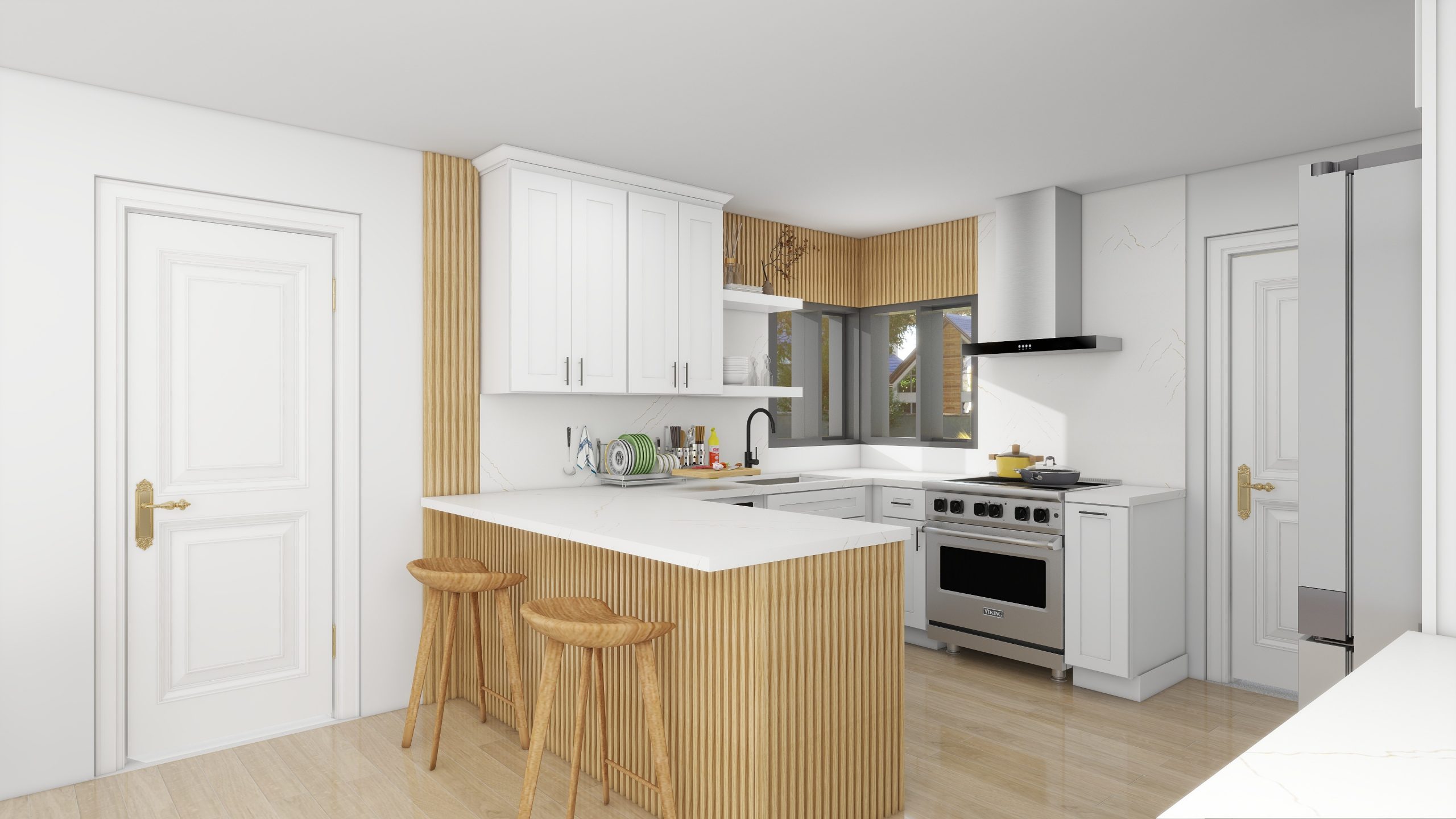 Stunning render of a custom Kassa kitchen island