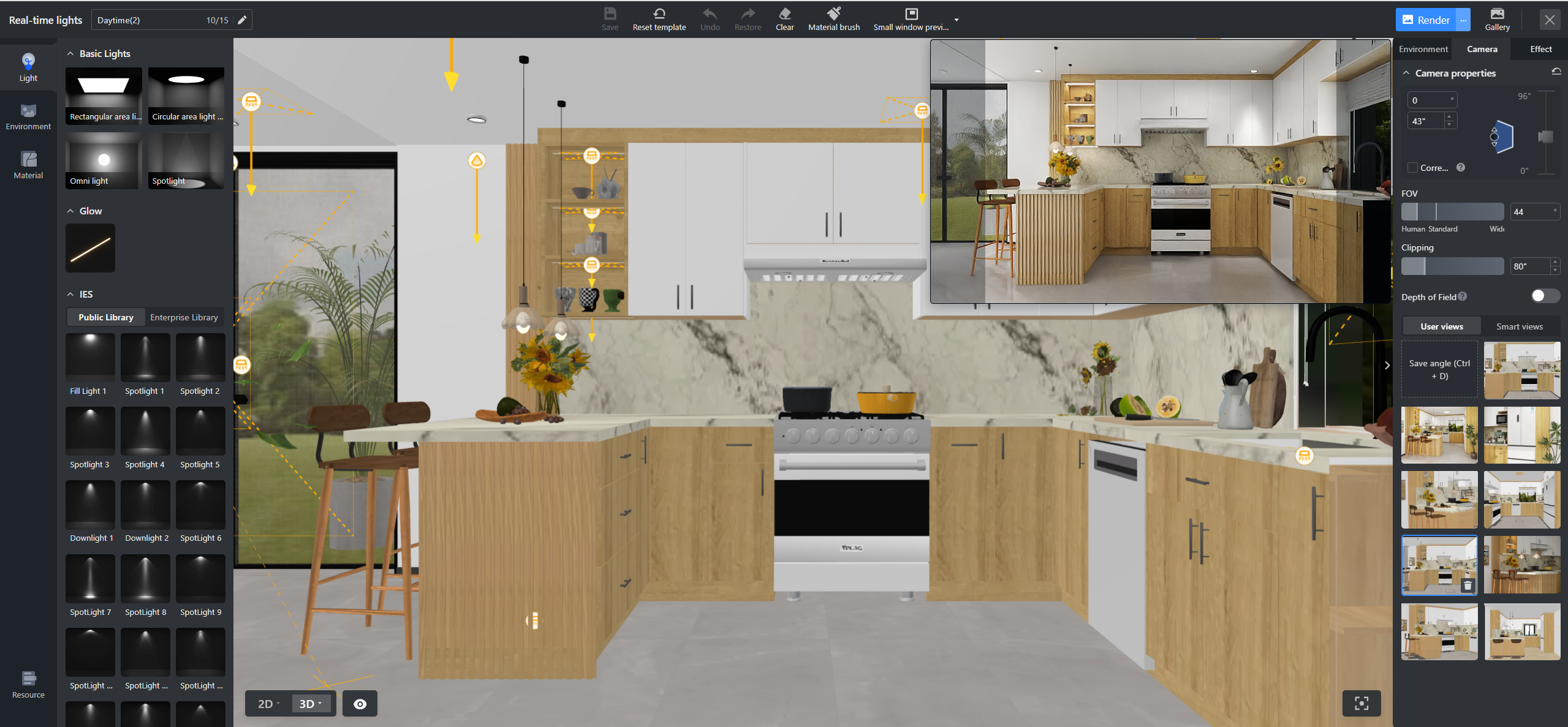 A designer uses Coohom's real-time rendering with a client.