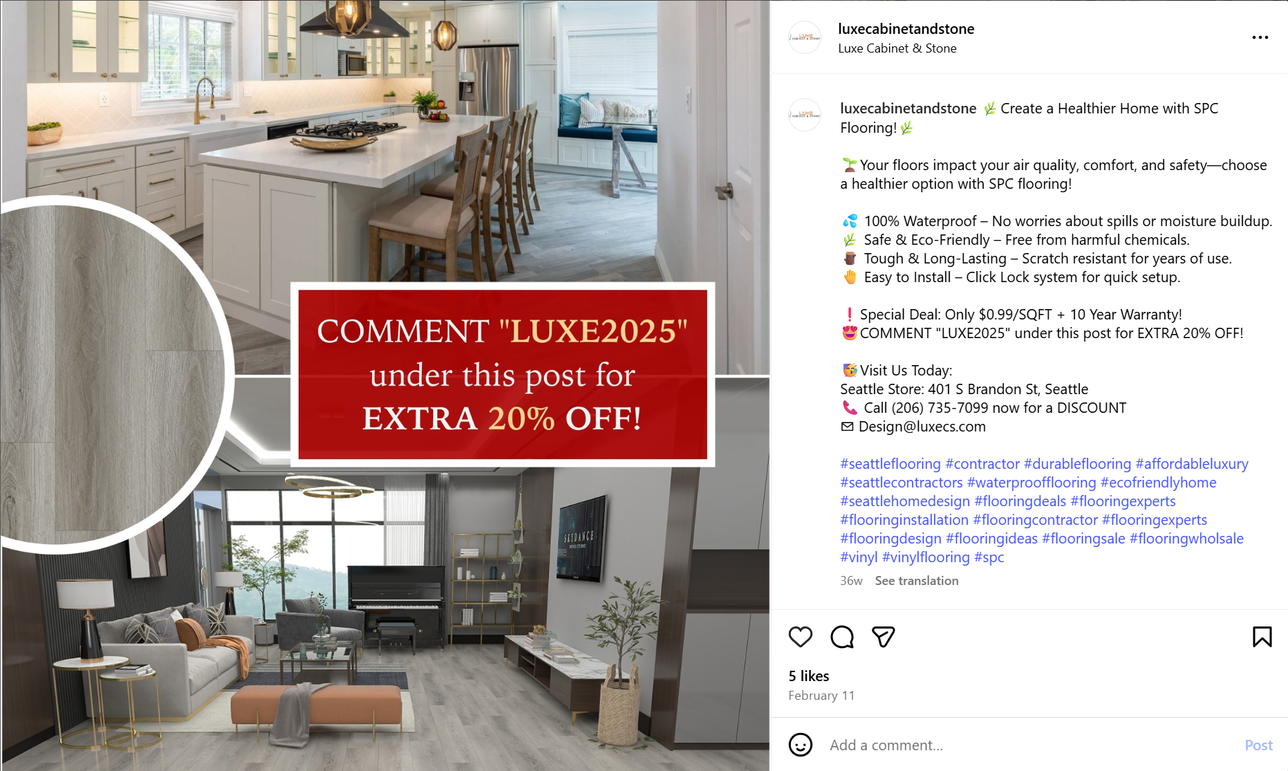 Example of Luxe's marketing asset from a Coohom render.