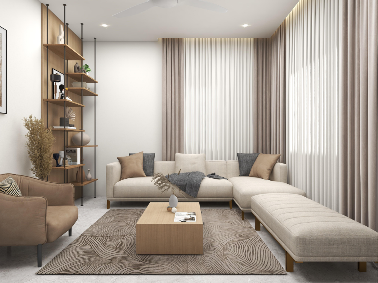 A beautiful living room render by Luxe Cabinet & Stone