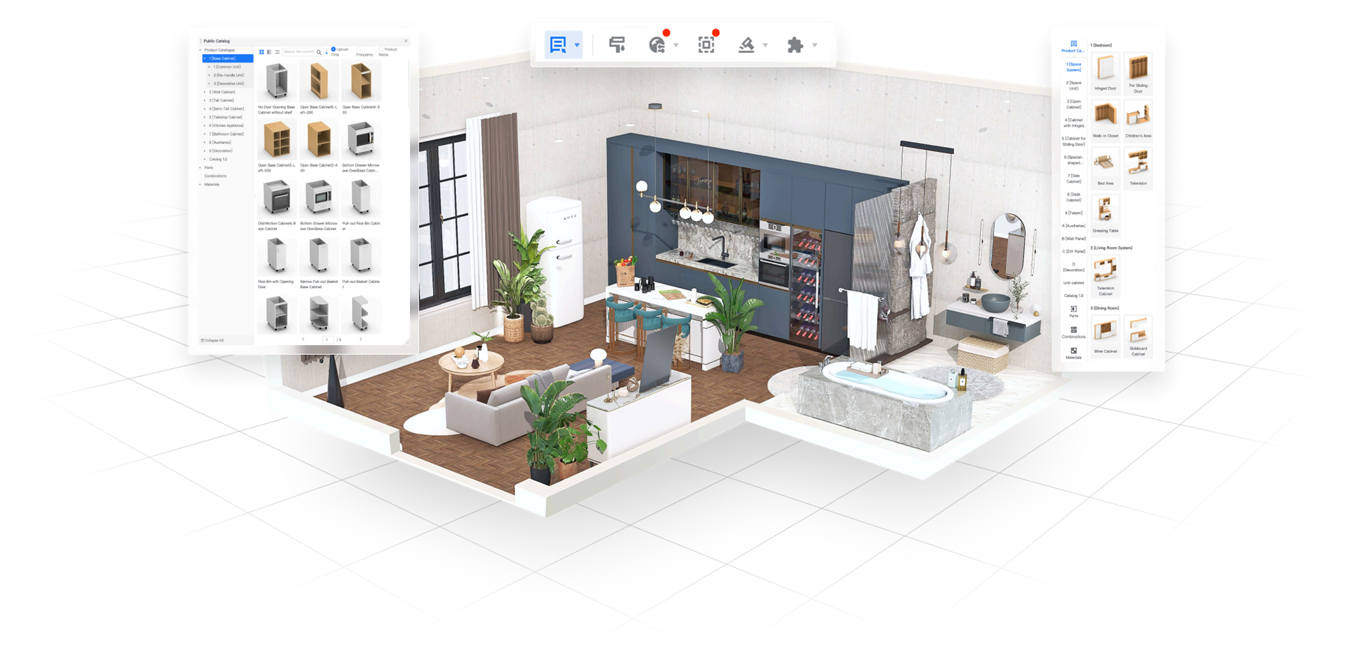 A designer uses Coohom's intuitive drag-and-drop interface.