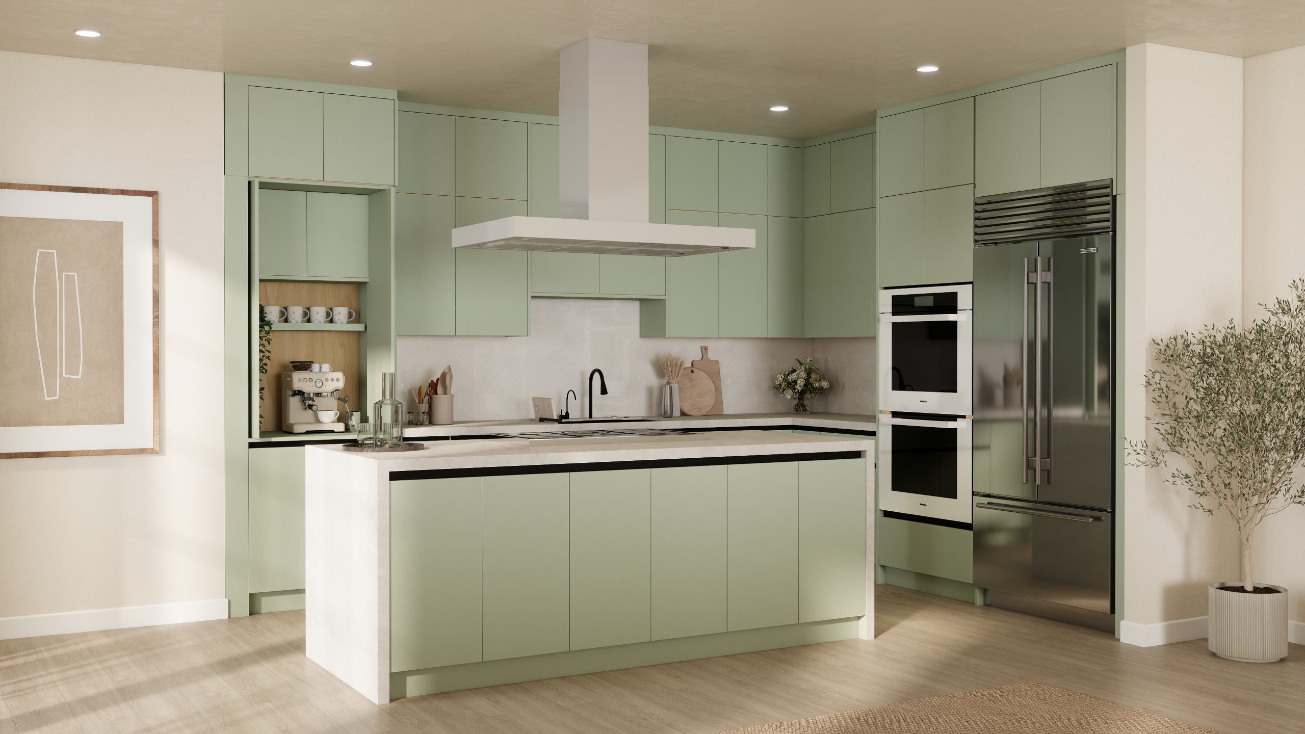 Semi-Custom kitchen visualization created in Coohom