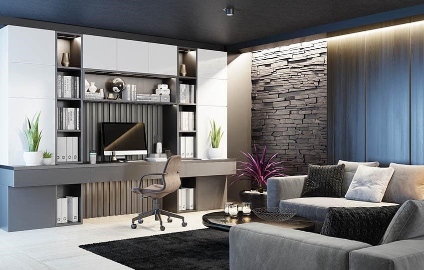 basement-home-office-design-with-built-in-desk-living-room-sectional-accent-wall-is